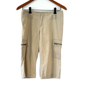 Paris Blues Vintage Y2k Capri Cropped Pants Khaki Size 5 Zip Cargo Low Rise